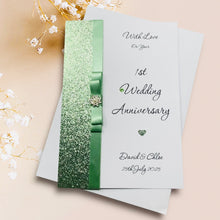 Load image into Gallery viewer, 1st Anniversary Card - Paper 1 Year First Wedding Anniversary -18 Colour Coice - Luxury Bow