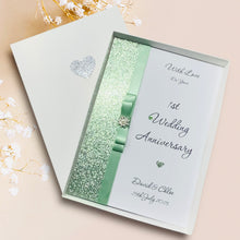 Load image into Gallery viewer, 1st Anniversary Card - Paper 1 Year First Wedding Anniversary -18 Colour Coice - Luxury Bow