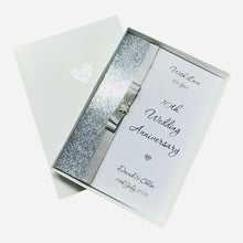Load image into Gallery viewer, 10th Wedding Anniversary Card - Tin 10 Year Tenth Anniversary - 18 Colour Coice - Luxury Bow