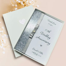 Load image into Gallery viewer, 10th Wedding Anniversary Card - Tin 10 Year Tenth Anniversary - 18 Colour Coice - Luxury Bow