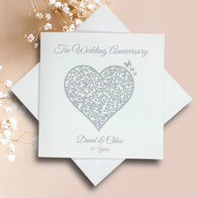 Load image into Gallery viewer, 10th Tin Wedding Anniversary Personalised Card - 10 Years - Vintage Heart