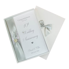 Load image into Gallery viewer, 10th Wedding Anniversary Card - Tin 10 Year Tenth Anniversary Luxury Greeting Card, Personalised