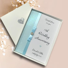 Load image into Gallery viewer, 11th Wedding Anniversary Card - Steel 11 Year Eleventh Anniversary - 18 Colour Coice - Luxury Bow