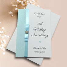 Load image into Gallery viewer, 11th Wedding Anniversary Card - Steel 11 Year Eleventh Anniversary - 18 Colour Coice - Luxury Bow