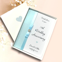 Load image into Gallery viewer, 11th Wedding Anniversary Card - Steel 11 Year Eleventh Anniversary - 18 Colour Coice - Luxury Bow