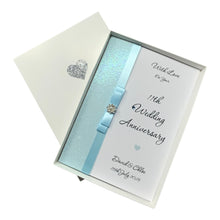 Load image into Gallery viewer, 11th Wedding Anniversary Card - Steel 11 Year Eleventh Anniversary - 18 Colour Coice - Luxury Bow