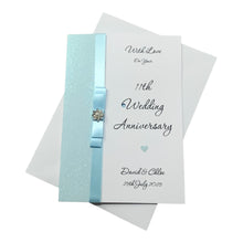 Load image into Gallery viewer, 11th Wedding Anniversary Card - Steel 11 Year Eleventh Anniversary - 18 Colour Coice - Luxury Bow