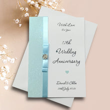 Load image into Gallery viewer, 12th Wedding Anniversary Card - Silk 12 Year Twelfth Anniversary - 18 Colour Coice - Luxury Bow