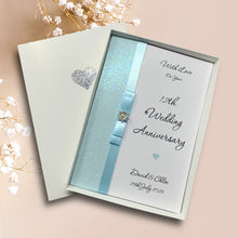 Load image into Gallery viewer, 12th Wedding Anniversary Card - Silk 12 Year Twelfth Anniversary - 18 Colour Coice - Luxury Bow