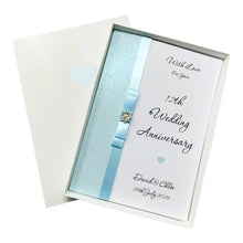 Load image into Gallery viewer, 12th Wedding Anniversary Card - Silk 12 Year Twelfth Anniversary - 18 Colour Coice - Luxury Bow