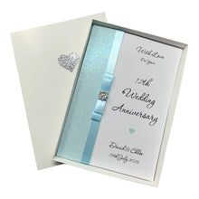 Load image into Gallery viewer, 12th Wedding Anniversary Card - Silk 12 Year Twelfth Anniversary - 18 Colour Coice - Luxury Bow