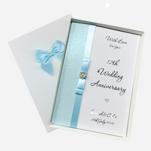Load image into Gallery viewer, 12th Wedding Anniversary Card - Silk 12 Year Twelfth Anniversary - 18 Colour Coice - Luxury Bow