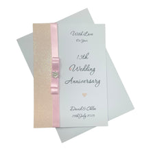Load image into Gallery viewer, 13th Wedding Anniversary Card - Lace 13 Year Thirteenth Anniversary - 18 Colour Coice - Luxury Bow