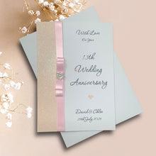 Load image into Gallery viewer, 13th Wedding Anniversary Card - Lace 13 Year Thirteenth Anniversary - 18 Colour Coice - Luxury Bow