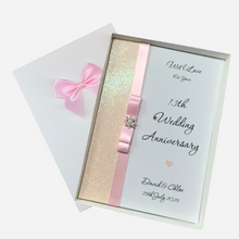 Load image into Gallery viewer, 13th Wedding Anniversary Card - Lace 13 Year Thirteenth Anniversary - 18 Colour Coice - Luxury Bow