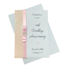 Load image into Gallery viewer, 14th Wedding Anniversary Card - Ivory 14 Year Fourteenth Anniversary - 18 Colour Coice - Luxury Bow
