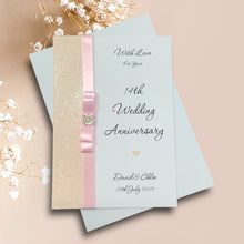 Load image into Gallery viewer, 14th Wedding Anniversary Card - Ivory 14 Year Fourteenth Anniversary - 18 Colour Coice - Luxury Bow