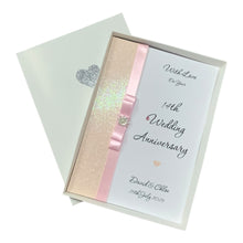 Load image into Gallery viewer, 14th Wedding Anniversary Card - Ivory 14 Year Fourteenth Anniversary - 18 Colour Coice - Luxury Bow