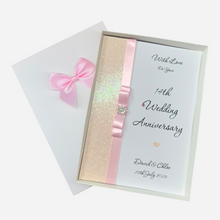 Load image into Gallery viewer, 14th Wedding Anniversary Card - Ivory 14 Year Fourteenth Anniversary - 18 Colour Coice - Luxury Bow