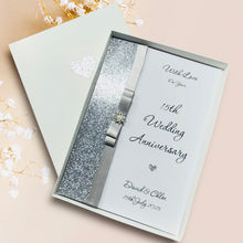 Load image into Gallery viewer, 15th Wedding Anniversary Card - Crystal 15 Year Fifteenth Anniversary - 18 Colour Coice - Luxury Bow