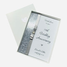 Load image into Gallery viewer, 15th Wedding Anniversary Card - Crystal 15 Year Fifteenth Anniversary - 18 Colour Coice - Luxury Bow