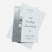 Load image into Gallery viewer, 15th Wedding Anniversary Card - Crystal 15 Year Fifteenth Anniversary - 18 Colour Coice - Luxury Bow