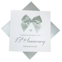Load image into Gallery viewer, 15th Anniversary Card - Crystal 15 Year Wedding Anniversary Luxury Greeting Card Personalised -  Regal Bow