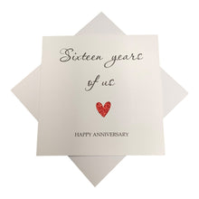 Load image into Gallery viewer, 16th Anniversary Card - Silver Holloware 16 Years Greeting Card Personalised - Year Of Us