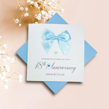 Load image into Gallery viewer, 18th Anniversary Card - Porcelain 18 Year Wedding Anniversary Luxury Greeting Card Personalised -  Regal Bow