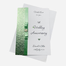 Load image into Gallery viewer, 1st Anniversary Card - Paper 1 Year First Wedding Anniversary -18 Colour Coice - Luxury Bow
