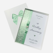 Load image into Gallery viewer, 1st Anniversary Card - Paper 1 Year First Wedding Anniversary -18 Colour Coice - Luxury Bow
