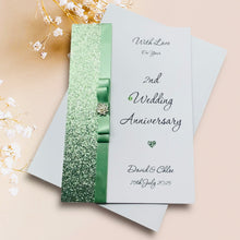 Load image into Gallery viewer, 2nd Anniversary Card - Cotton 2 Year Second Wedding Anniversary - 18 Colour Coice - Luxury Bow