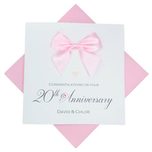 Load image into Gallery viewer, 20th Anniversary Card - China 20 Year Wedding Anniversary Luxury Greeting Card Personalised -  Regal Bow