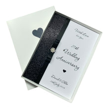 Load image into Gallery viewer, 21st Wedding Anniversary Card - Brass 21 Year Twenty First Anniversary - 18 Colour Coice - Luxury Bow