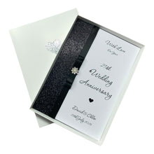 Load image into Gallery viewer, 21st Wedding Anniversary Card - Brass 21 Year Twenty First Anniversary - 18 Colour Coice - Luxury Bow