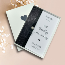 Load image into Gallery viewer, 21st Wedding Anniversary Card - Brass 21 Year Twenty First Anniversary - 18 Colour Coice - Luxury Bow