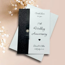 Load image into Gallery viewer, 21st Wedding Anniversary Card - Brass 21 Year Twenty First Anniversary - 18 Colour Coice - Luxury Bow