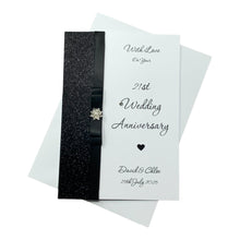 Load image into Gallery viewer, 21st Wedding Anniversary Card - Brass 21 Year Twenty First Anniversary - 18 Colour Coice - Luxury Bow
