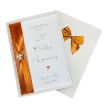 Load image into Gallery viewer, 21st Wedding Anniversary Card - Brass 21 Year Twenty First Anniversary Luxury Greeting Card, Personalised