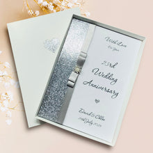 Load image into Gallery viewer, 23rd Wedding Anniversary Card - Silver Plate 23 Year Twenty Third Anniversary - 18 Colour Coice - Luxury Bow