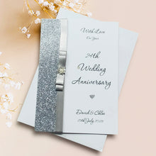 Load image into Gallery viewer, 24th Wedding Anniversary Card - Opal 24 Year Twenty Fourth Anniversary - 18 Colour Coice - Luxury Bow