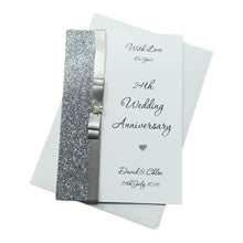 Load image into Gallery viewer, 24th Wedding Anniversary Card - Opal 24 Year Twenty Fourth Anniversary - 18 Colour Coice - Luxury Bow
