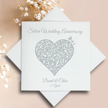 Load image into Gallery viewer, 25th Silver Wedding Anniversary Personalised Card - 25 Years - Vintage Heart