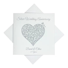 Load image into Gallery viewer, 25th Silver Wedding Anniversary Personalised Card - 25 Years - Vintage Heart