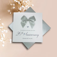 Load image into Gallery viewer, 26th Anniversary Card - Picture 26 Year Wedding Anniversary Luxury Greeting Card Personalised - Regal Bow