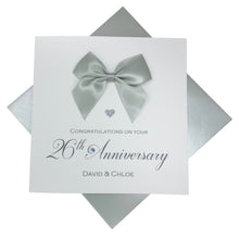 Load image into Gallery viewer, 26th Anniversary Card - Picture 26 Year Wedding Anniversary Luxury Greeting Card Personalised - Regal Bow