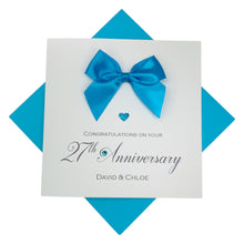 Load image into Gallery viewer, 27th Anniversary Card - Sculpture 27 Year Wedding Anniversary Luxury Greeting Card Personalised - Regal Bow