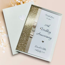 Load image into Gallery viewer, 28th Wedding Anniversary Card - Orchid 28 Year Twenty Eighth Anniversary - 18 Colour Coice - Luxury Bow