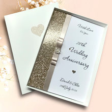 Load image into Gallery viewer, 28th Wedding Anniversary Card - Orchid 28 Year Twenty Eighth Anniversary - 18 Colour Coice - Luxury Bow