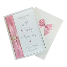 Load image into Gallery viewer, 28th Wedding Anniversary Card - Orchid 28 Year Twenty Eighth Anniversary Luxury Greeting Card, Personalised